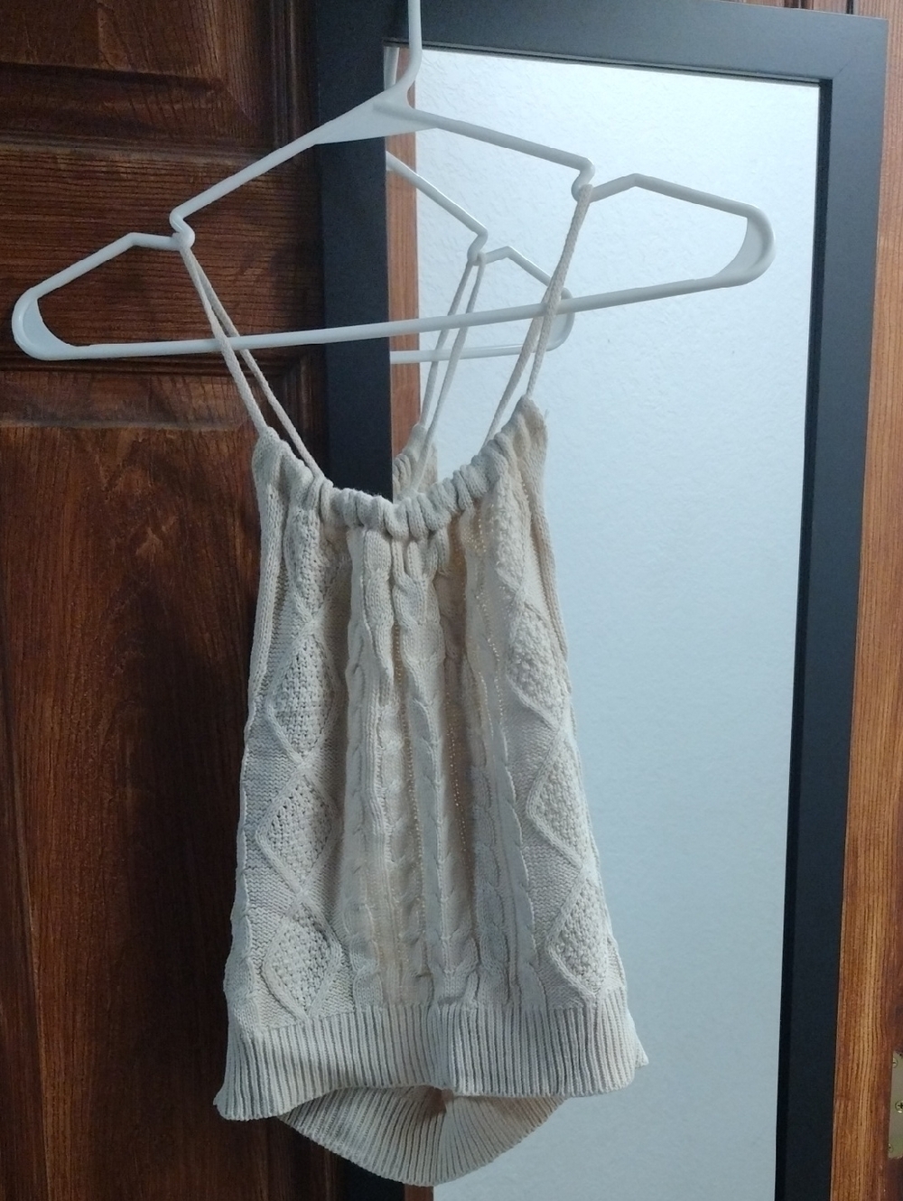 Cream Cable-Knit Halter Crop Top - Women